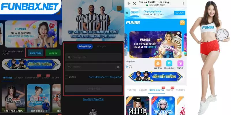 Đăng nhập trên app Fun88